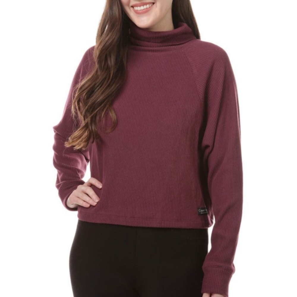 Calvin Klein Brushed  CROP Turtleneck Sweatshirt